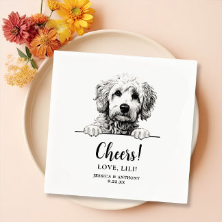 Goldendoodle Dog Drawing Personalized Cheers Napkins