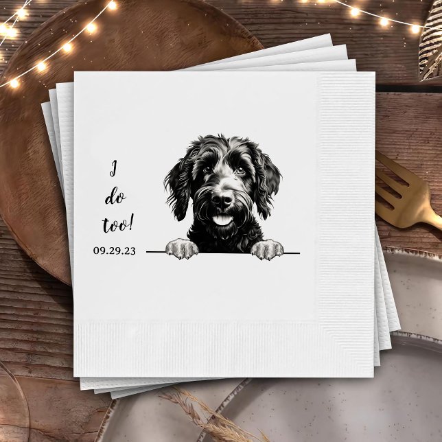 Goldendoodle Dog Drawing Personalized I Do Too Napkins (Creator Uploaded)