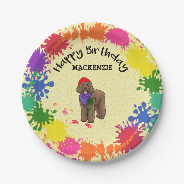 Goldendoodle  Dog Fun Paint Art Party  Paper Plates (Front)