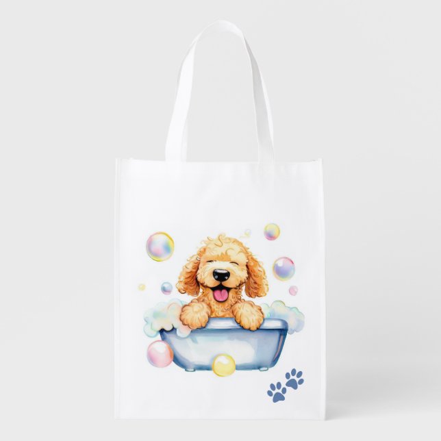 Goldendoodle Dog Grocery Bag (Front)