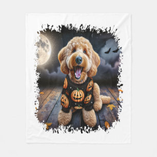 Goldendoodle Dog Halloween Fleece Blanket