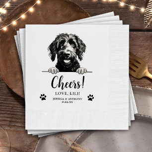 Goldendoodle Dog Hand Drawing Personalized Cheers Napkins