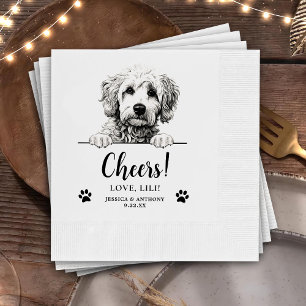 Goldendoodle Dog Hand Drawing Personalized Cheers Napkins