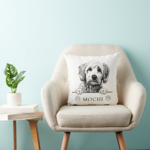 Goldendoodle Dog Hand Drawing Personalized  Throw Pillow