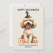 Goldendoodle Dog Happy Halloween Holiday Card (Front)