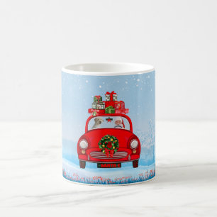 Goldendoodle Dog In Car With Santa Claus Coffee Mug