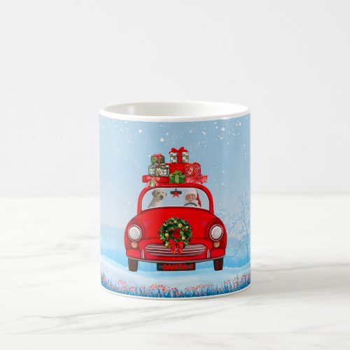 Goldendoodle Dog In Car With Santa Claus  Coffee Mug