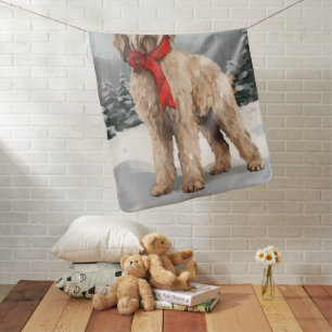 Goldendoodle Dog in Snow Christmas Baby Blanket