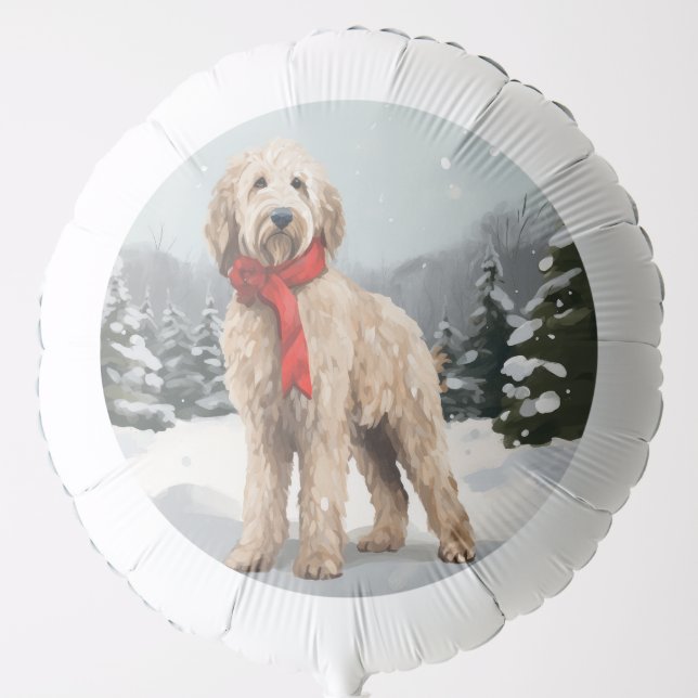 Goldendoodle Dog in Snow Christmas  Balloon (Front)