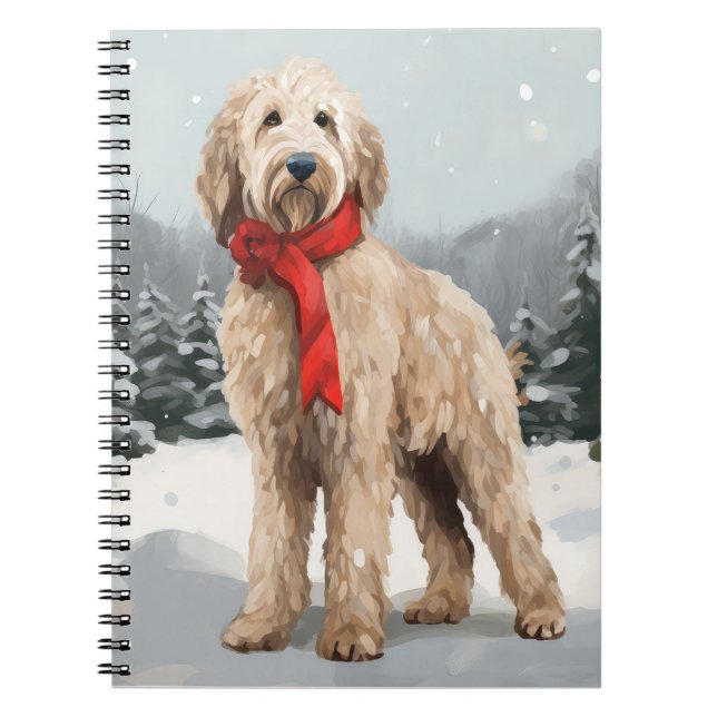 Goldendoodle Dog in Snow Christmas  Notebook (Front)