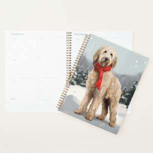 Goldendoodle Dog in Snow Christmas Planner
