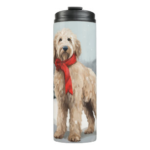 Goldendoodle Dog in Snow Christmas Thermal Tumbler