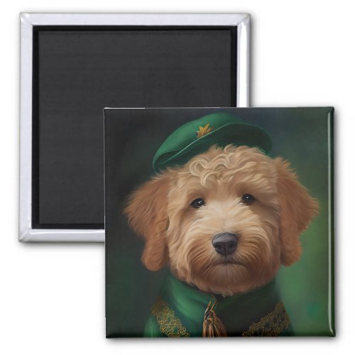 Goldendoodle  Dog in St Patricks Day Dress Magnet