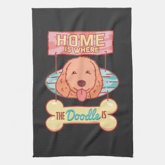 Goldendoodle Dog Kitchen Towel (Vertical)
