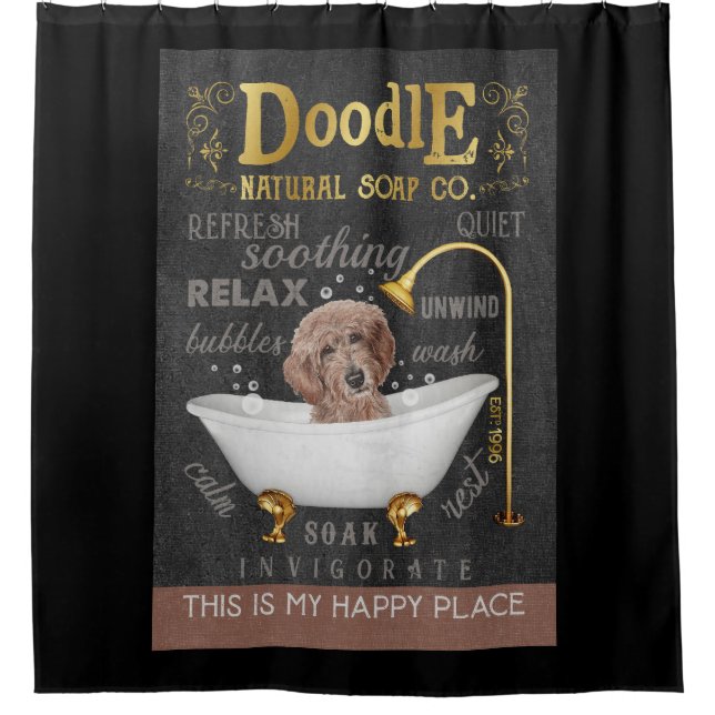 Goldendoodle Dog Natural Bath Soap Company Canvas Shower Curtain (Front)