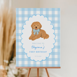 Goldendoodle Dog One Golden Year Birthday Welcome Foam Board