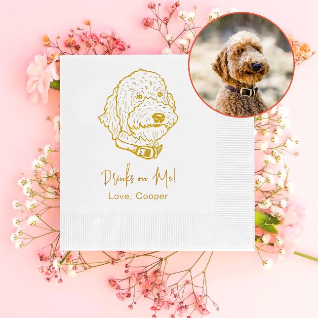Goldendoodle Dog Personalized Drink On Me Napkins (Creator Uploaded)