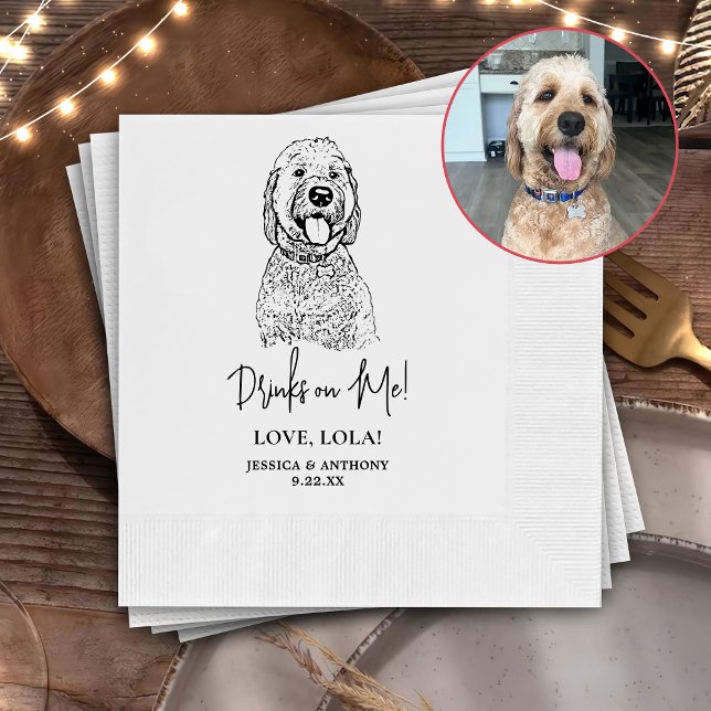 Goldendoodle Dog Personalized Drinks on Me Napkins (Creator Uploaded)