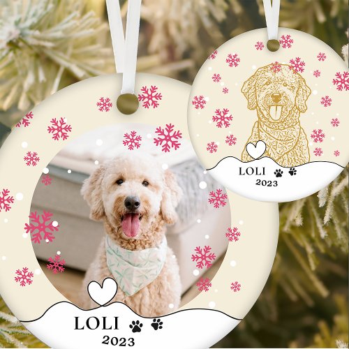 Goldendoodle Dog Personalized Hand Drawing Ceramic Ornament
