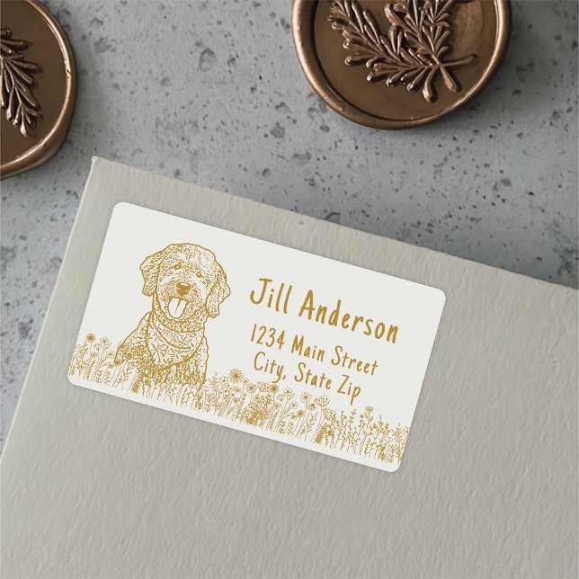 Goldendoodle Dog Personalized Hand Drawing Label (Creator Uploaded)