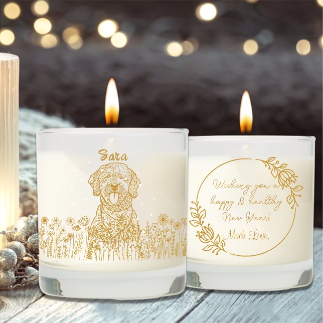 Goldendoodle Dog Personalized Hand Drawing Scented Candle (Creator Uploaded)