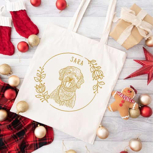 Goldendoodle Dog Personalized Hand Drawing Tote Bag