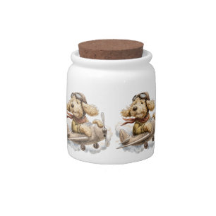 Goldendoodle Dog Pilot Airplane Candy Jar