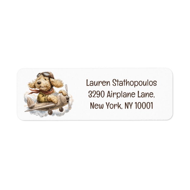 Goldendoodle Dog Pilot Airplane Label (Front)