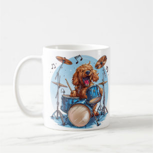 Goldendoodle Dog Playing Drums Coffee Mug