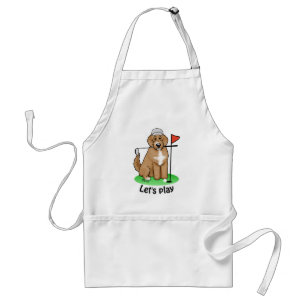 Goldendoodle Dog Playing Golf (red whmk2) Cute Fun Adult Apron