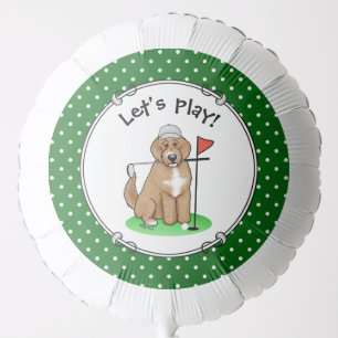 Goldendoodle Dog Playing Golf (red whmk2) Cute Fun Balloon