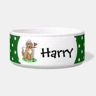 Goldendoodle Dog Playing Golf (red whmk2) Cute Fun Bowl