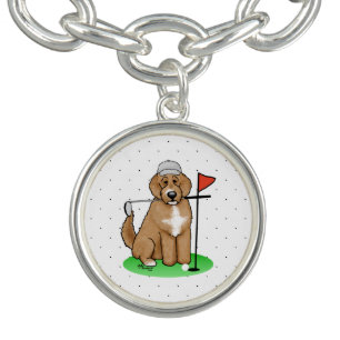 Goldendoodle Dog Playing Golf (red whmk2) Cute Fun Bracelet
