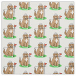 Goldendoodle Dog Playing Golf (red whmk2) Cute Fun Fabric