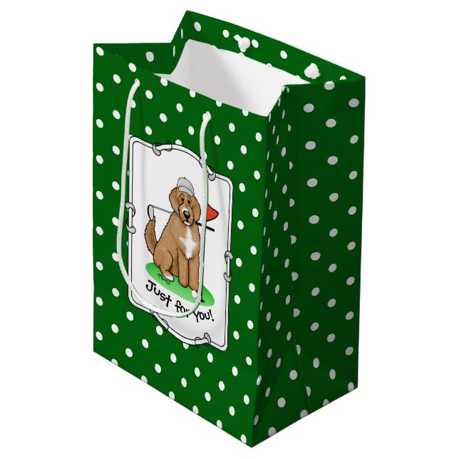 Goldendoodle Dog Playing Golf (red whmk2) Cute Fun Medium Gift Bag (Front Angled)