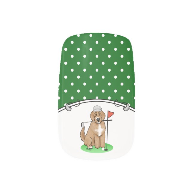 Goldendoodle Dog Playing Golf (red whmk2) Cute Fun Minx Nail Art (Right Thumb)