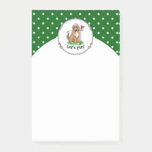 Goldendoodle Dog Playing Golf (red whmk2) Cute Fun Post-it Notes