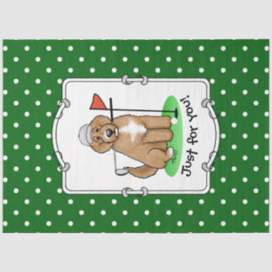 Goldendoodle Dog Playing Golf (red whmk2) Cute Fun Tissue Paper