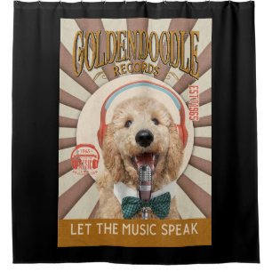 Goldendoodle Dog Record Company Canvas Shower Curtain
