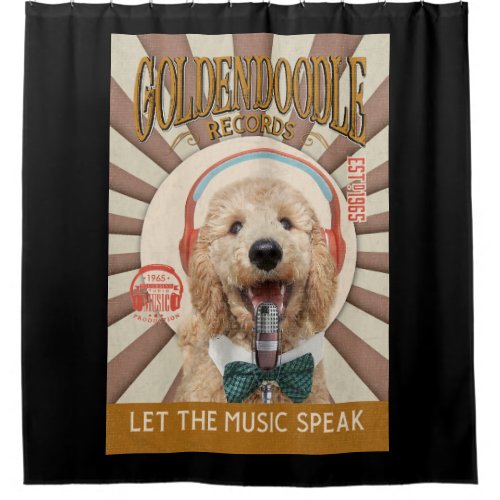Goldendoodle Dog Record Company Canvas Shower Curtain