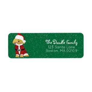 Goldendoodle Dog Santa Paws Label