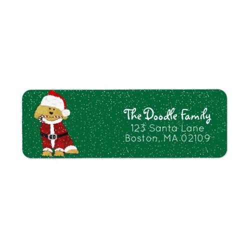 Goldendoodle Dog Santa Paws Label