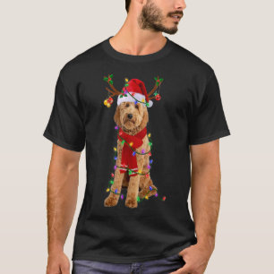 Goldendoodle Dog Tree Christmas Lights Dog T-Shirt