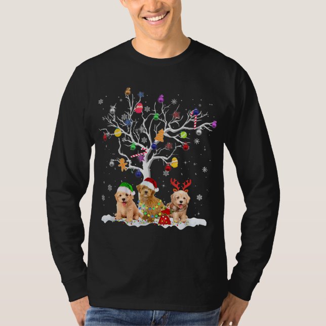 Goldendoodle Dog Tree Christmas Santa Xmas Funny G T-Shirt (Front)