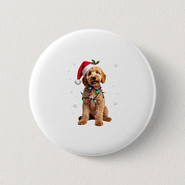 Goldendoodle Dog Tree Christmas Sweater Xmas Pet D Button (Front)
