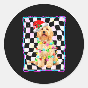 Goldendoodle Dog Tree Christmas Xmas Pet Dogs Gift Classic Round Sticker