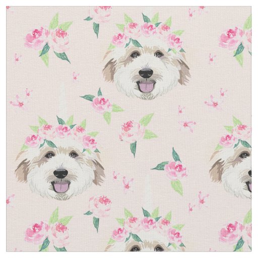 goldendoodle dog unicorn flower crown fabric