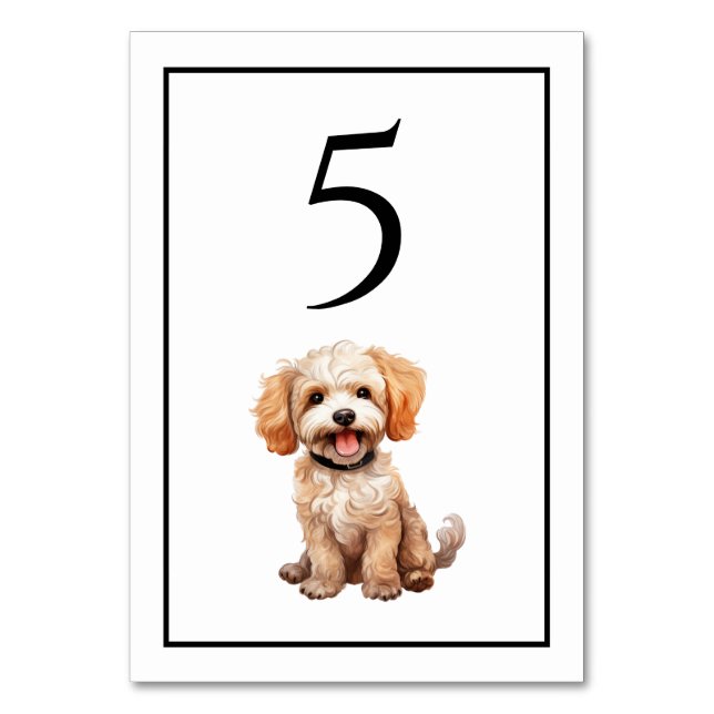 Goldendoodle Dog Watercolor Table Number (Front)