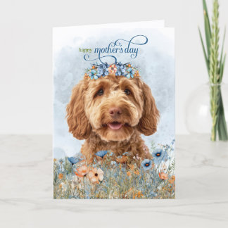 Goldendoodle Dog Wildflowers Mother's Day Holiday Card