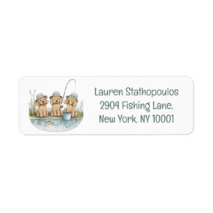 Goldendoodle Dogs Fishing Label